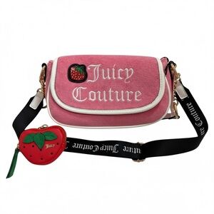 Juicy Couture Pink terrycloth Shoulder Bag with Strawberry Charm